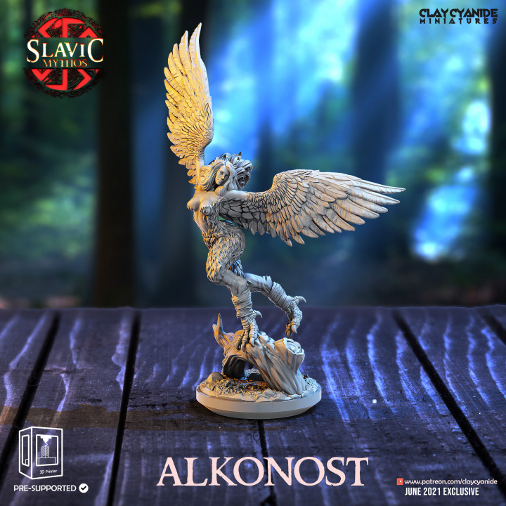 Alkonost — Mythological Miniatures STL miniature by Clay Cyanide