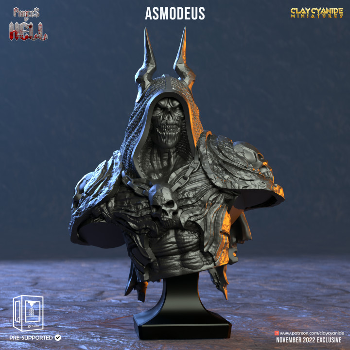 Asmodeus BUST — Ars Goetia STL miniature by Clay Cyanide