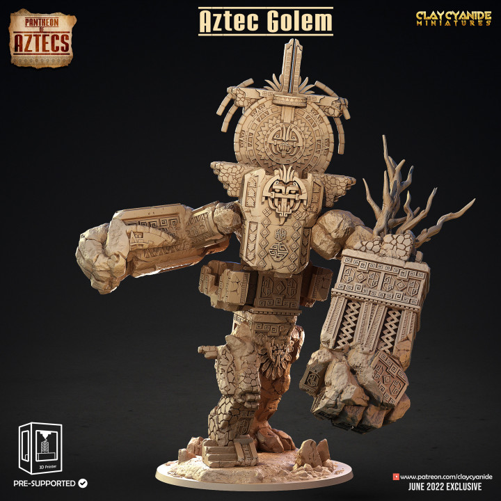 Aztec Golem — Mythological Miniatures STL miniature by Clay Cyanide