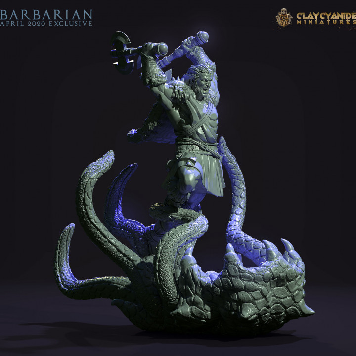 Barbarian — Fantasy Heroes & Champions STL miniature by Clay Cyanide