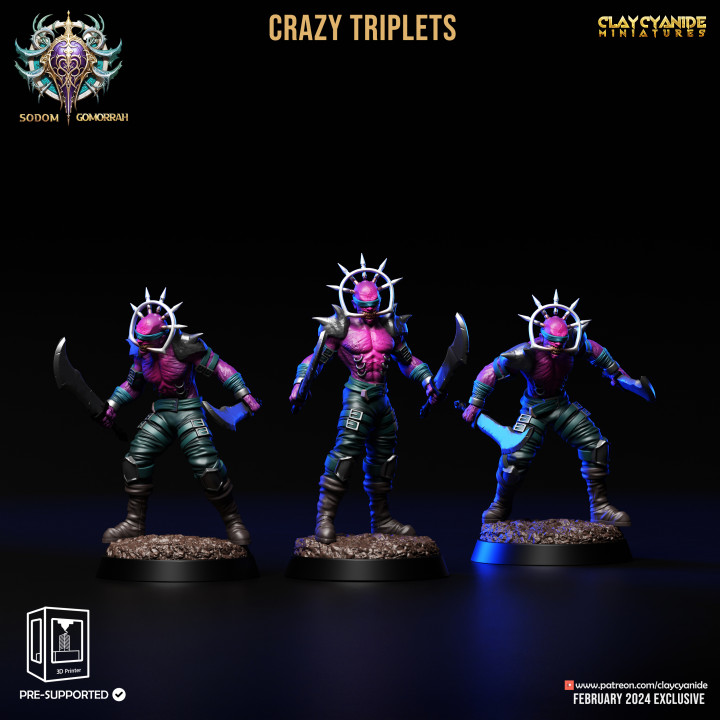Crazy Triplets — Clay Cyanide Collection STL miniature by Clay Cyanide