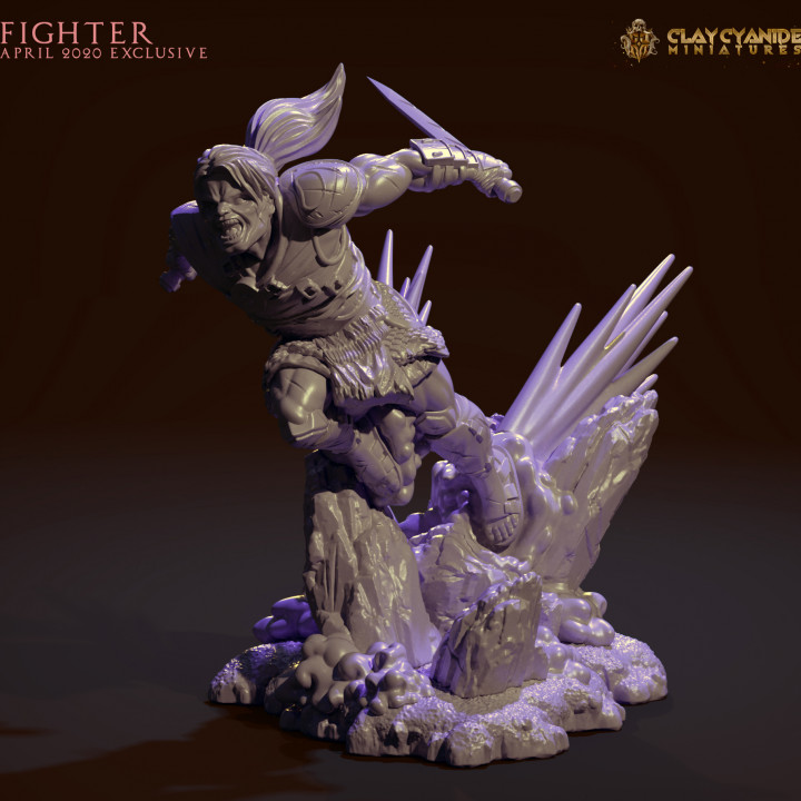 Fighter — Fantasy Heroes & Champions STL miniature by Clay Cyanide