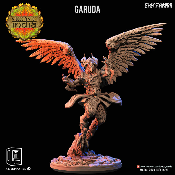 Garuda — Mythological Miniatures STL miniature by Clay Cyanide
