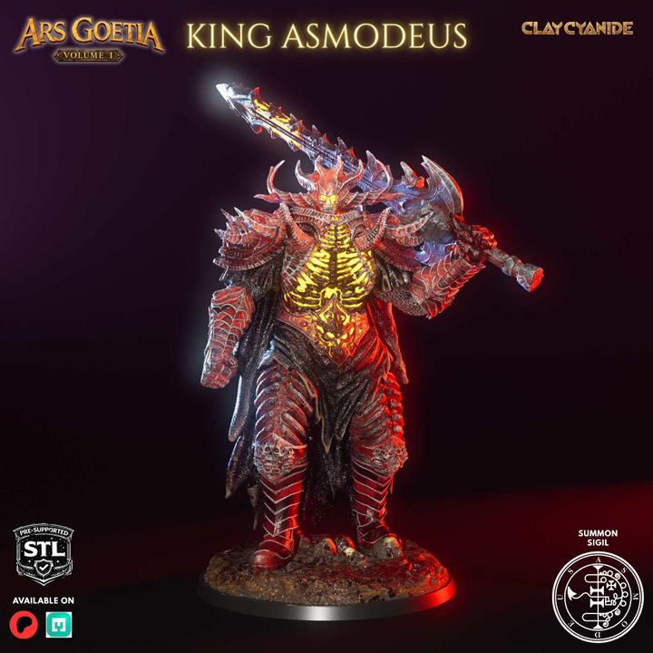 King Asmodeus — Ars Goetia STL miniature by Clay Cyanide