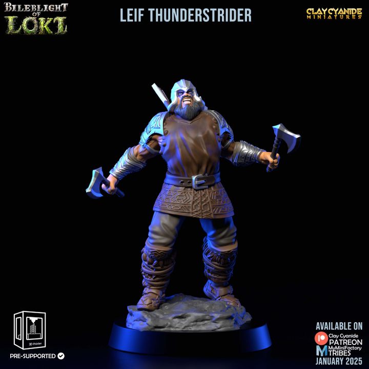 Leif Thunderstrider — Mythological Miniatures STL miniature by Clay Cyanide