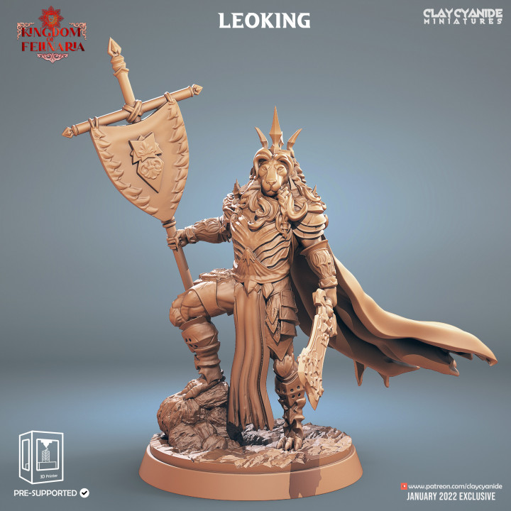 LeoKing — Fantasy Heroes & Champions STL miniature by Clay Cyanide