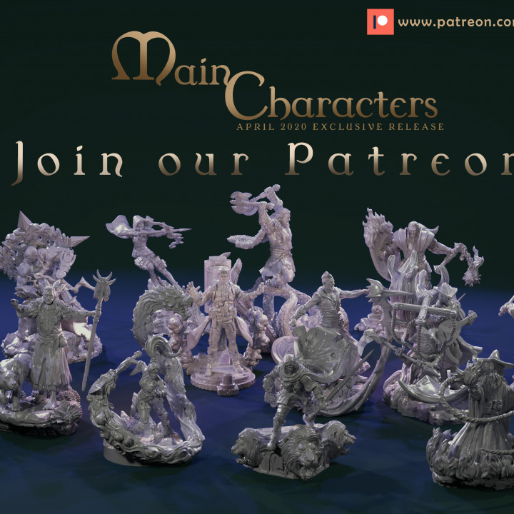 Main Characters — Fantasy Heroes & Champions STL miniature by Clay Cyanide