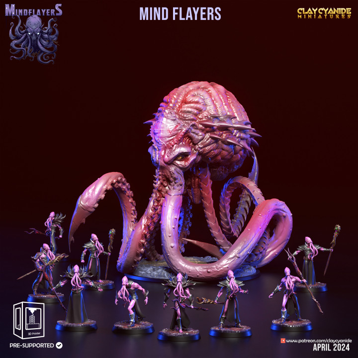 Mind Flayers — Dark Fantasy Monsters STL miniature by Clay Cyanide