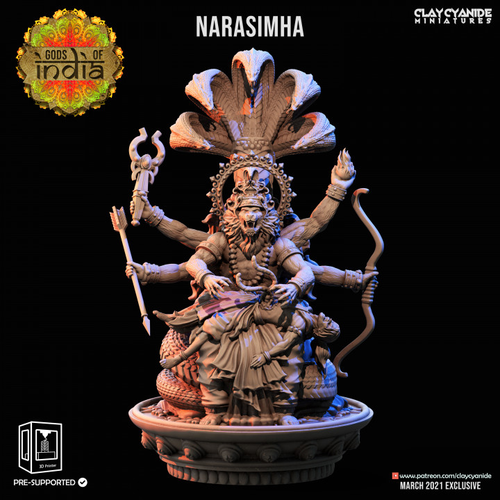 Narasimha — Mythological Miniatures STL miniature by Clay Cyanide