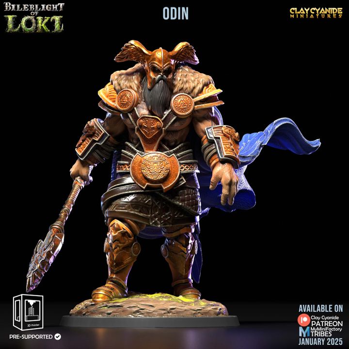 Odin — Mythological Miniatures STL miniature by Clay Cyanide