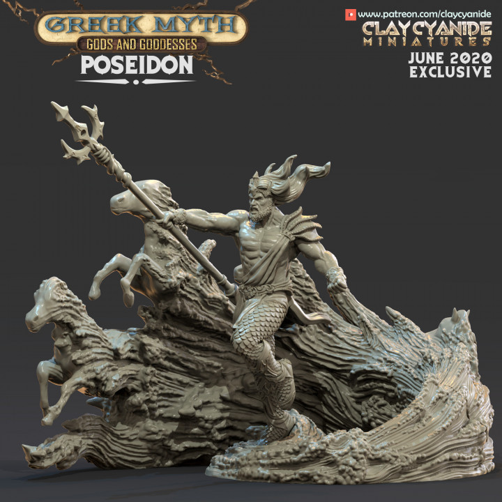 Poseidon — Mythological Miniatures STL miniature by Clay Cyanide