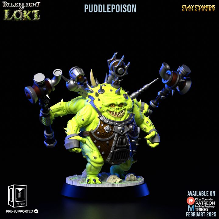 Puddlepoison — Dark Fantasy Monsters STL miniature by Clay Cyanide