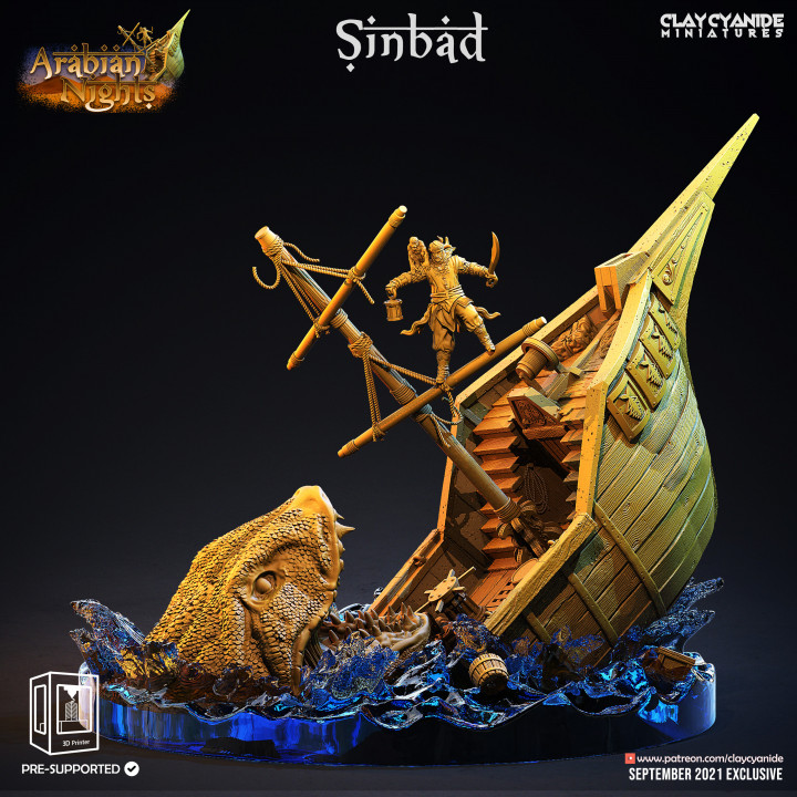 Sinbad — Fantasy Heroes & Champions STL miniature by Clay Cyanide