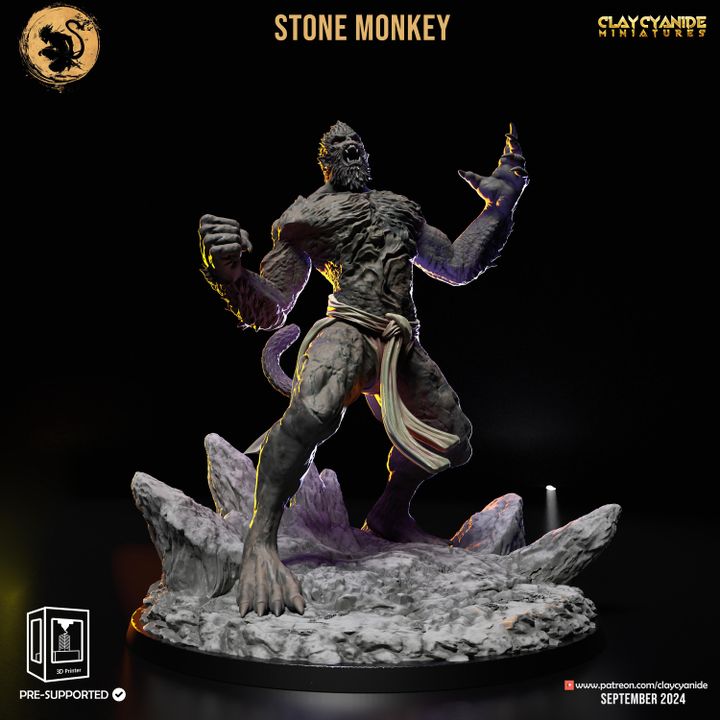 Stone Monkey — Mythological Miniatures STL miniature by Clay Cyanide