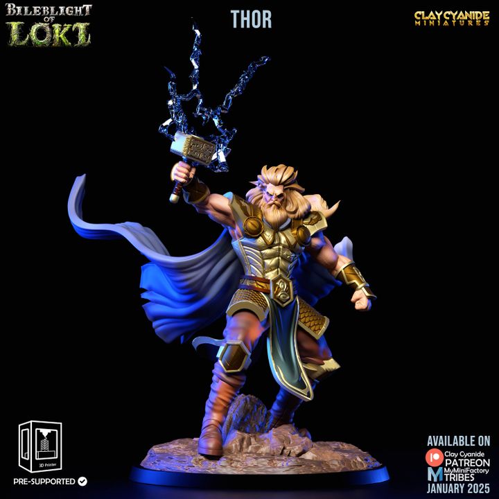 Thor — Mythological Miniatures STL miniature by Clay Cyanide