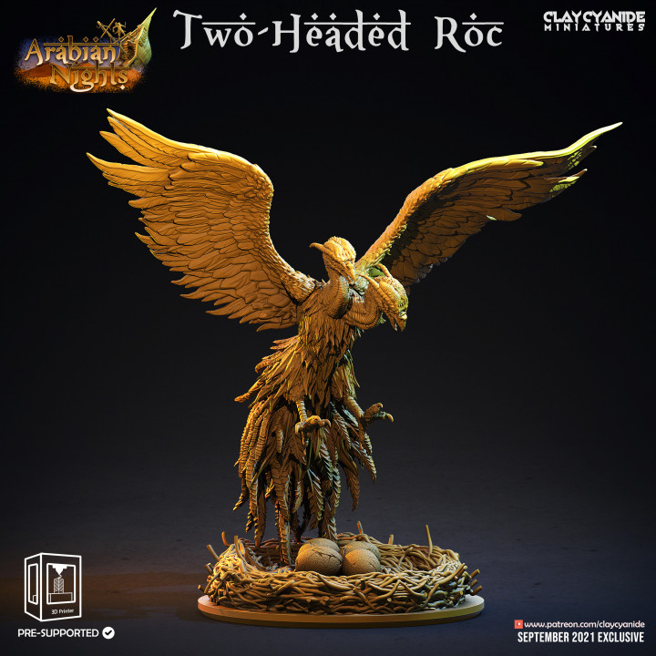 Two-Headed Roc — Dark Fantasy Monsters STL miniature by Clay Cyanide