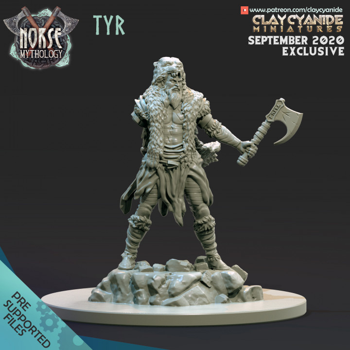 Tyr — Mythological Miniatures STL miniature by Clay Cyanide