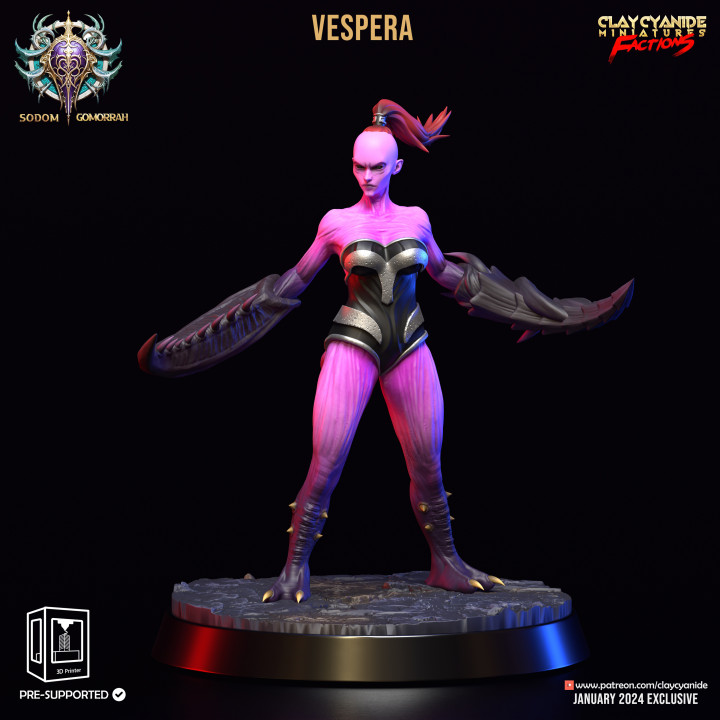 Vespera — Fantasy Heroes & Champions STL miniature by Clay Cyanide